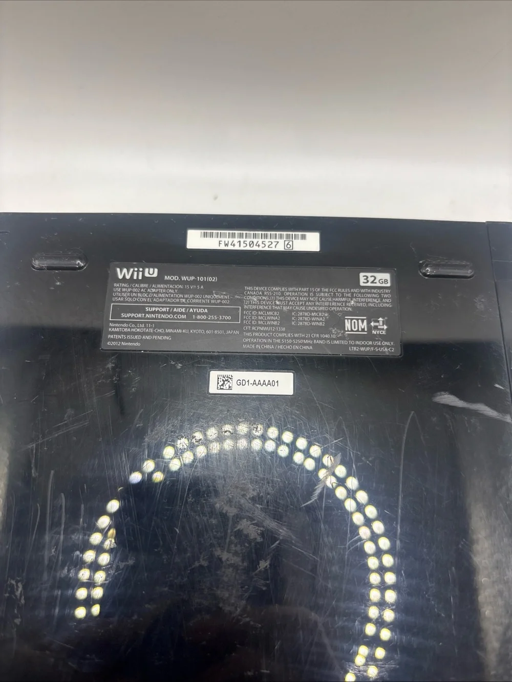 Genuine Nintendo Wii U WUP-101(2) 32GB Black Console Only - Tested Working
